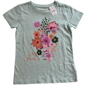 NWT Crewcuts Mint Flower Short Sleeve Tee Large
